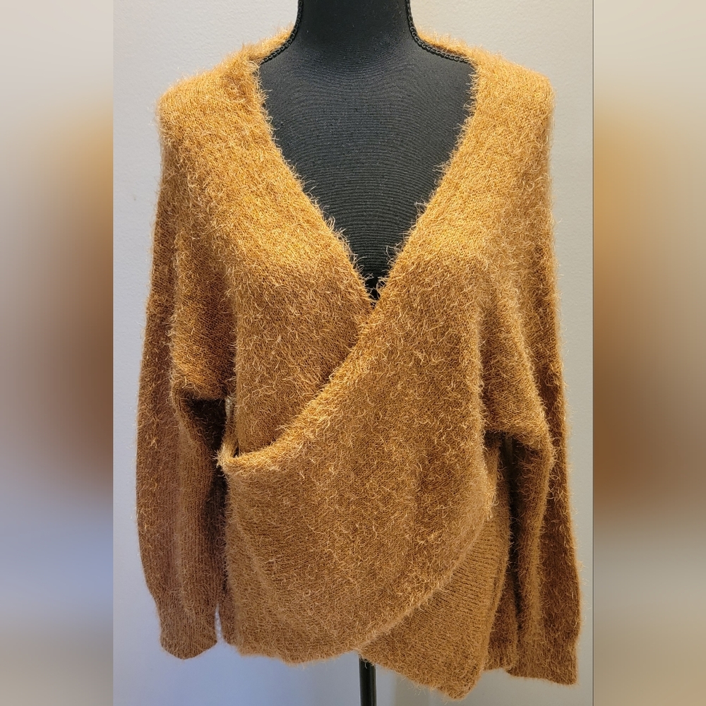 Elegant Mustard Colored V-Neck Sweater for Women